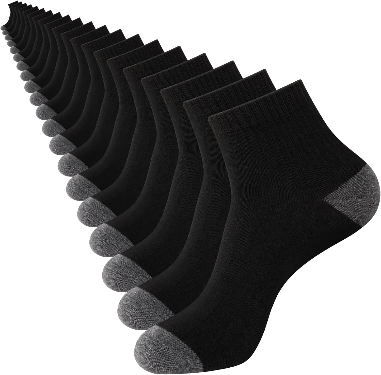 20 Pairs Ankle Socks For Men/Women - Breathable Mens Socks Size 10-13 Mini Crew Quarter Sock Value Pack in Bulk