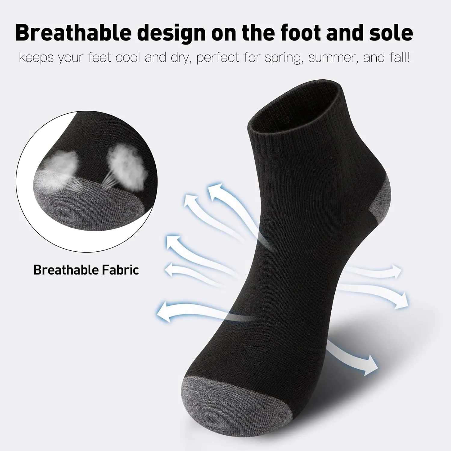 20 Pairs Ankle Socks For Men/Women - Breathable Mens Socks Size 10-13 Mini Crew Quarter Sock Value Pack in Bulk