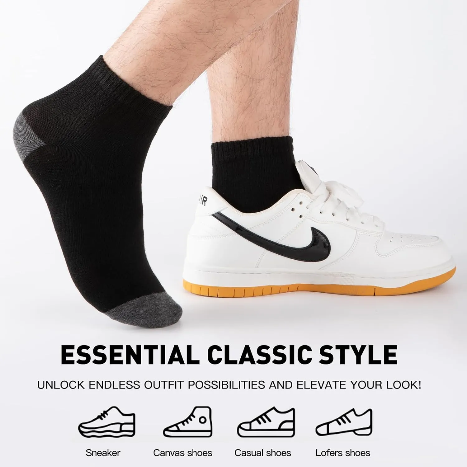20 Pairs Ankle Socks For Men/Women - Breathable Mens Socks Size 10-13 Mini Crew Quarter Sock Value Pack in Bulk
