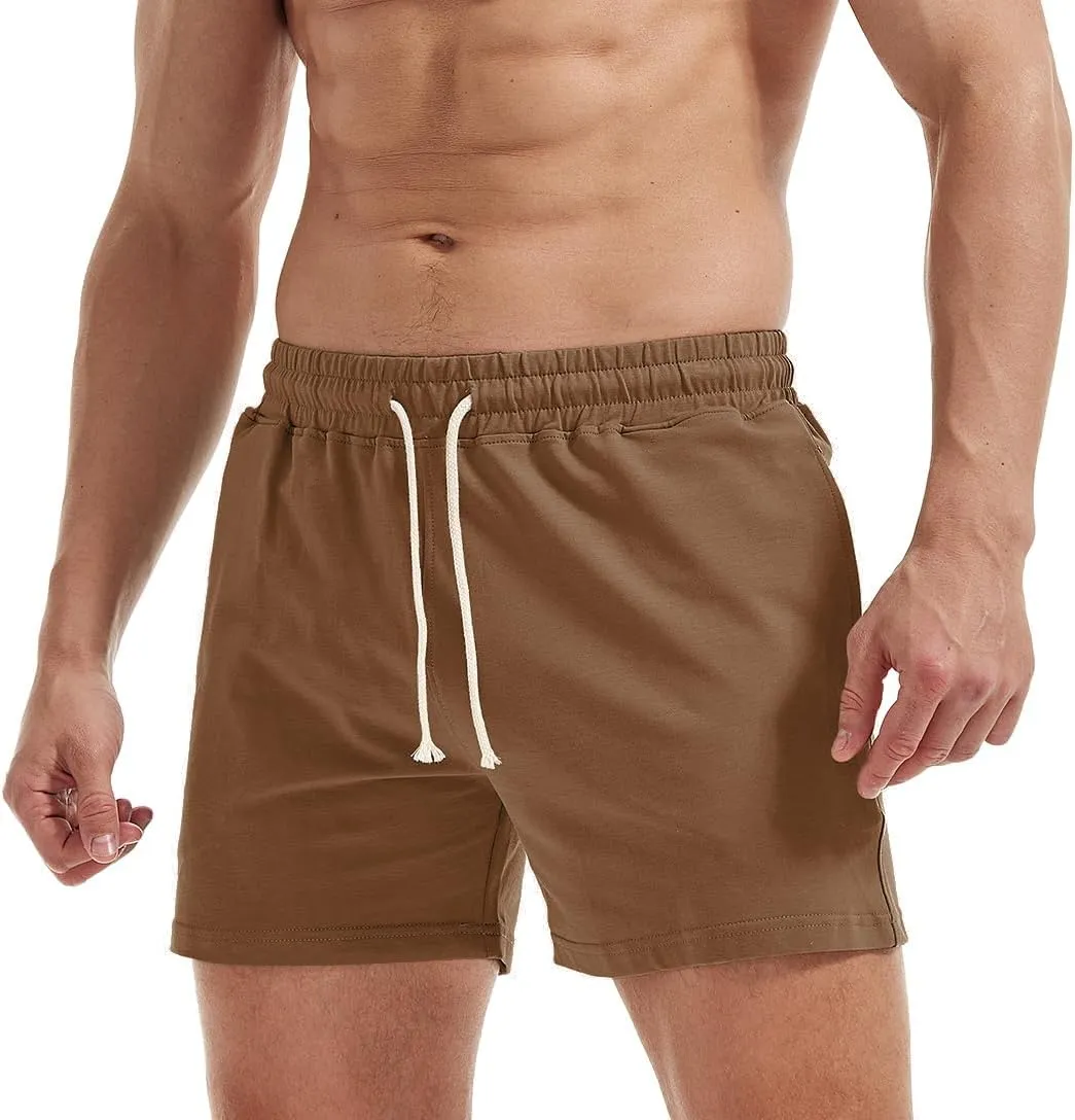 AIMPACT Mens Workout Sweat Shorts 5 Inch Cotton Casual Fitness Mens Athletic Gym Shorts with Pockets