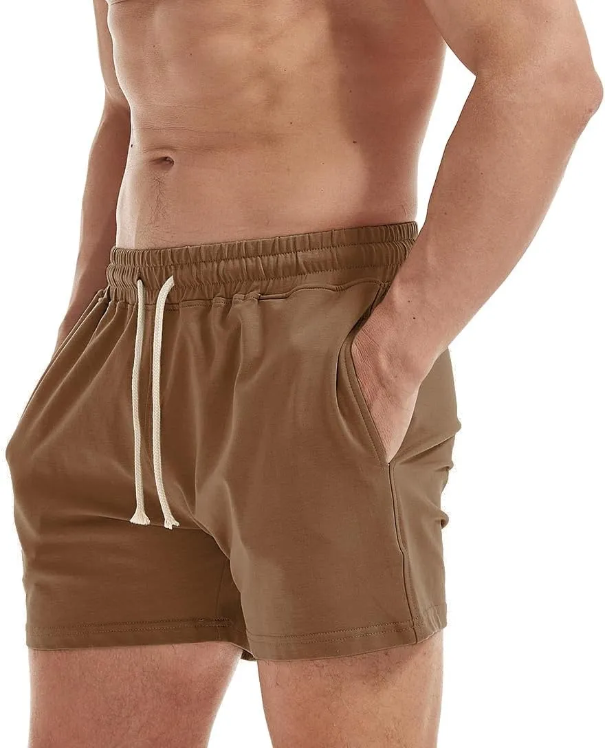 AIMPACT Mens Workout Sweat Shorts 5 Inch Cotton Casual Fitness Mens Athletic Gym Shorts with Pockets