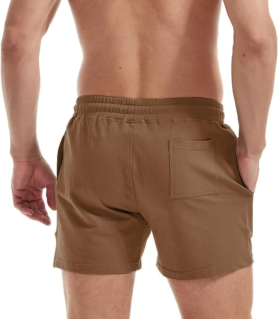 AIMPACT Mens Workout Sweat Shorts 5 Inch Cotton Casual Fitness Mens Athletic Gym Shorts with Pockets
