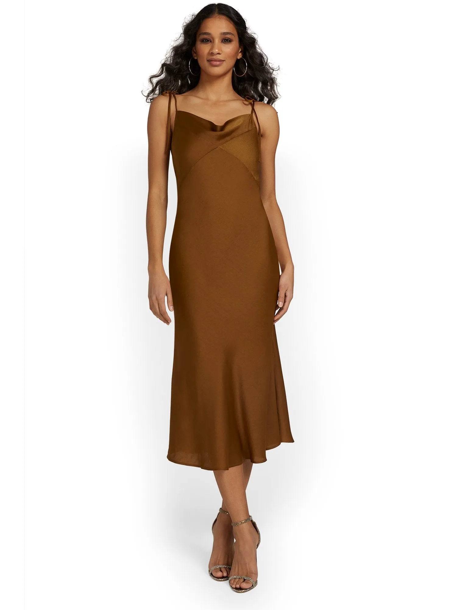 &Merci Bias-Cut Satin Midi Dress - Brands We Love