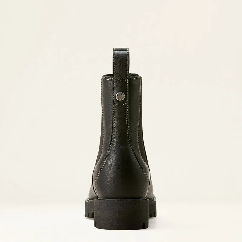 Ariat Women's Wexford Lug Waterproof Leather Chelsea Boot Jet Black