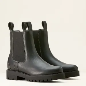 Ariat Women's Wexford Lug Waterproof Leather Chelsea Boot Jet Black