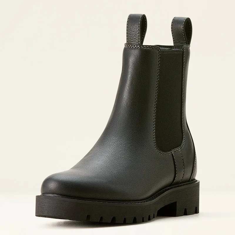Ariat Women's Wexford Lug Waterproof Leather Chelsea Boot Jet Black