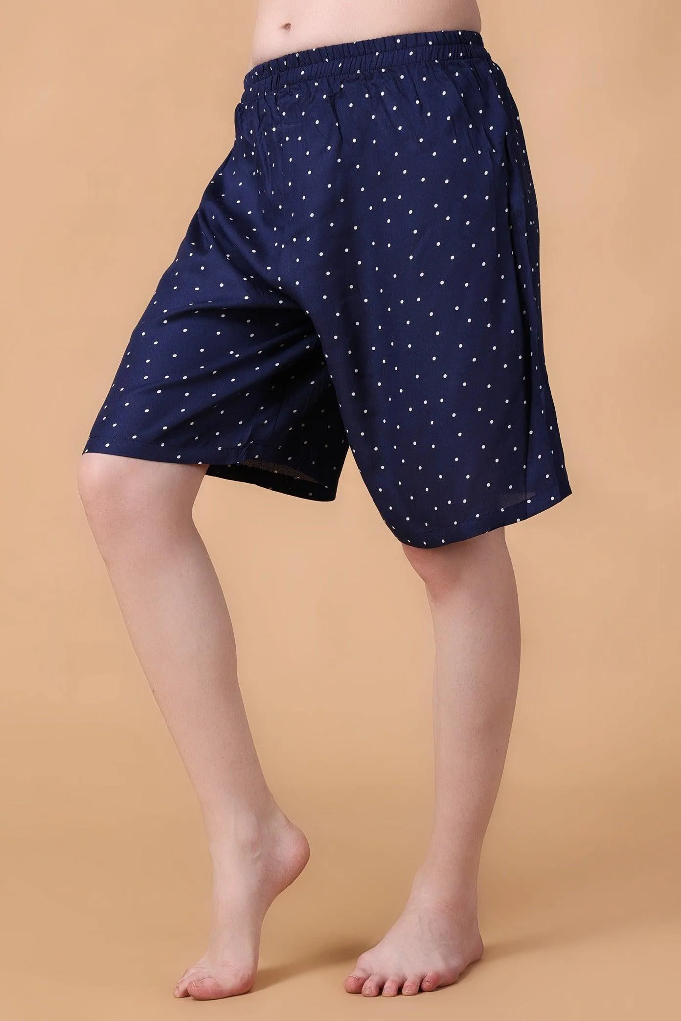 Blue Polka Dots Printed Shorts