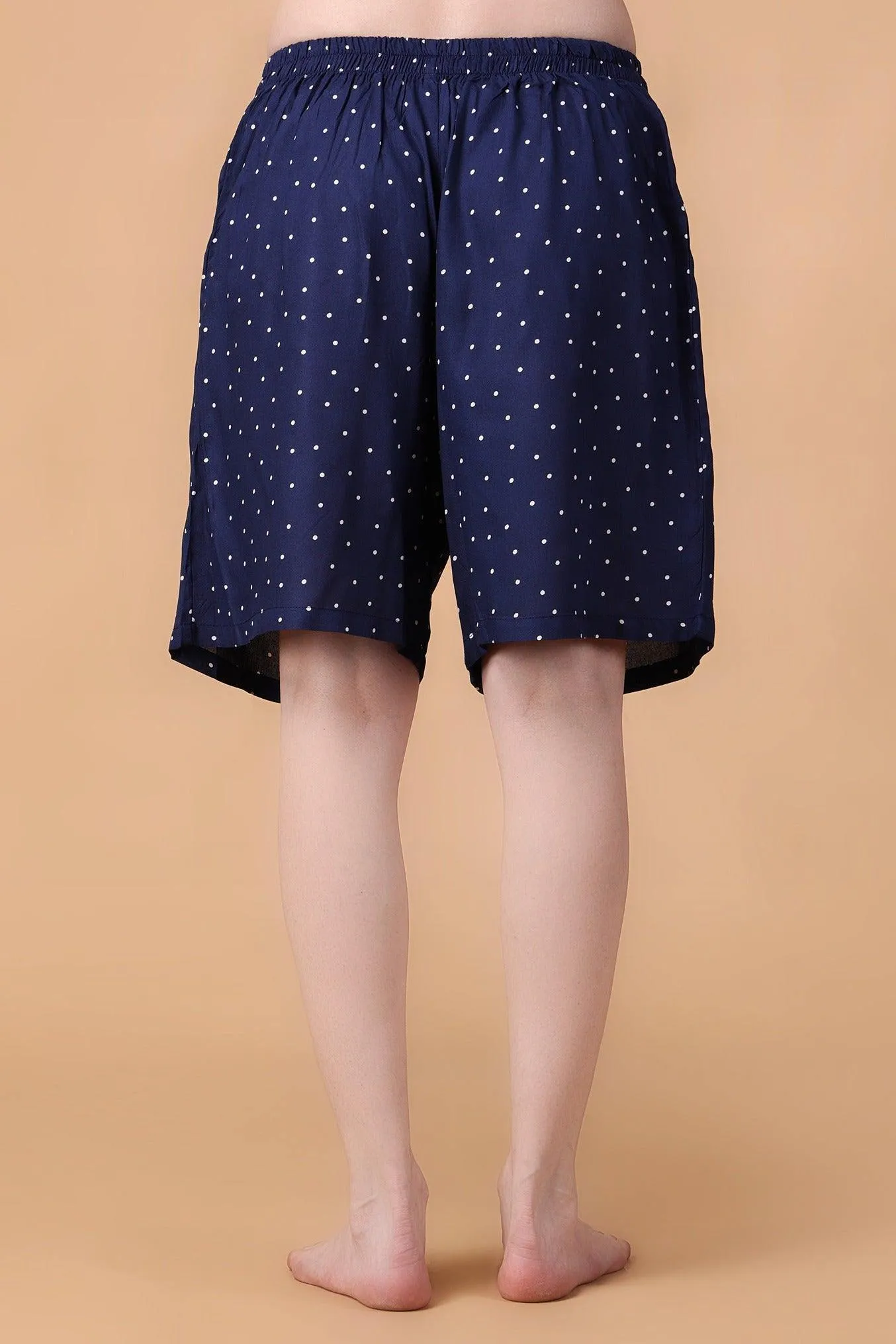 Blue Polka Dots Printed Shorts
