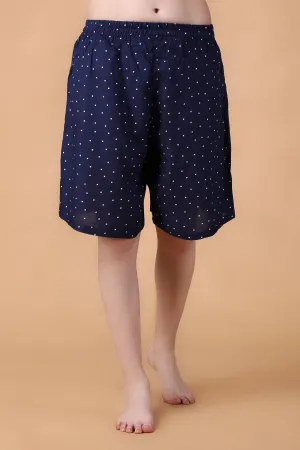 Blue Polka Dots Printed Shorts