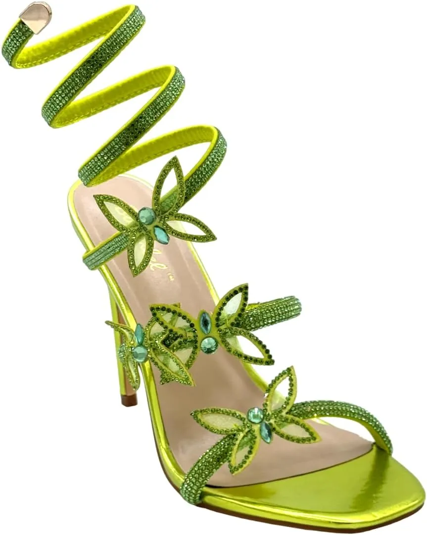 Bonnibel Women Butterfly Rhinestone Strappy High Heels Sandals Patricia-2