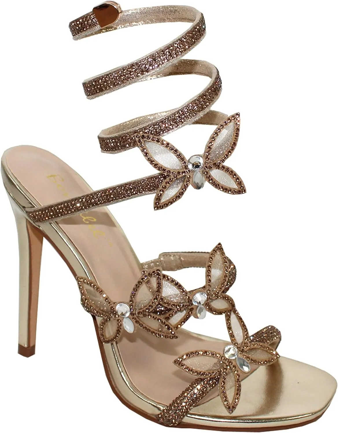 Bonnibel Women Butterfly Rhinestone Strappy High Heels Sandals Patricia-2