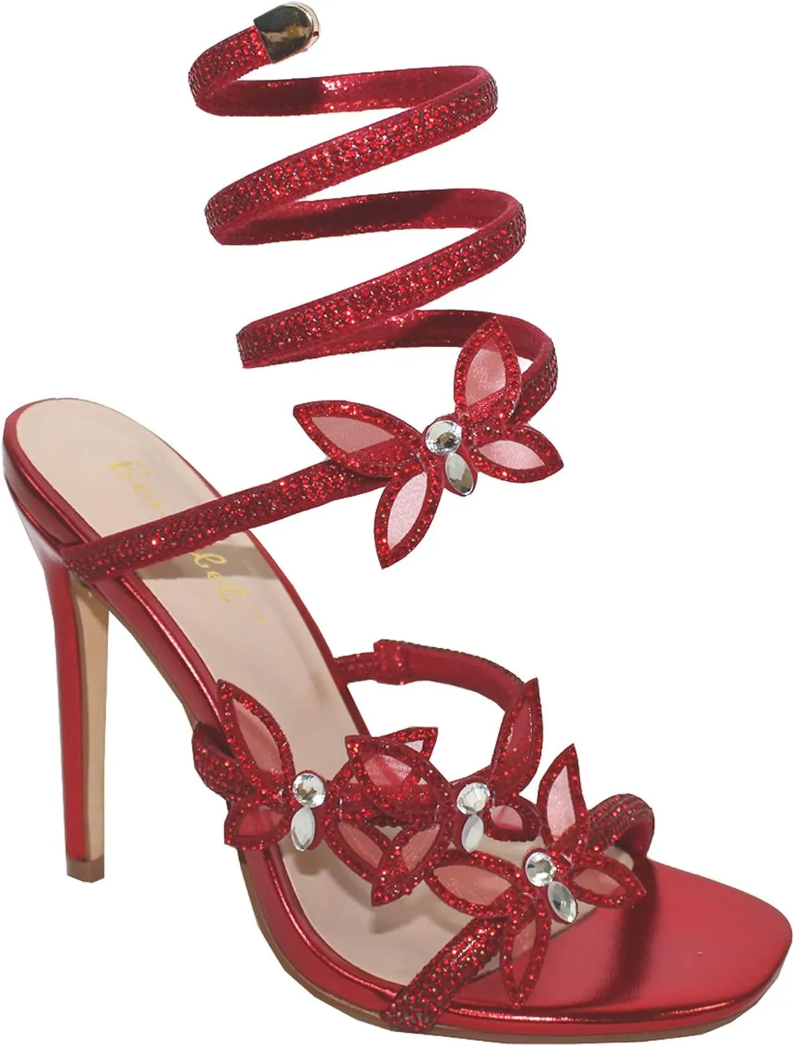 Bonnibel Women Butterfly Rhinestone Strappy High Heels Sandals Patricia-2