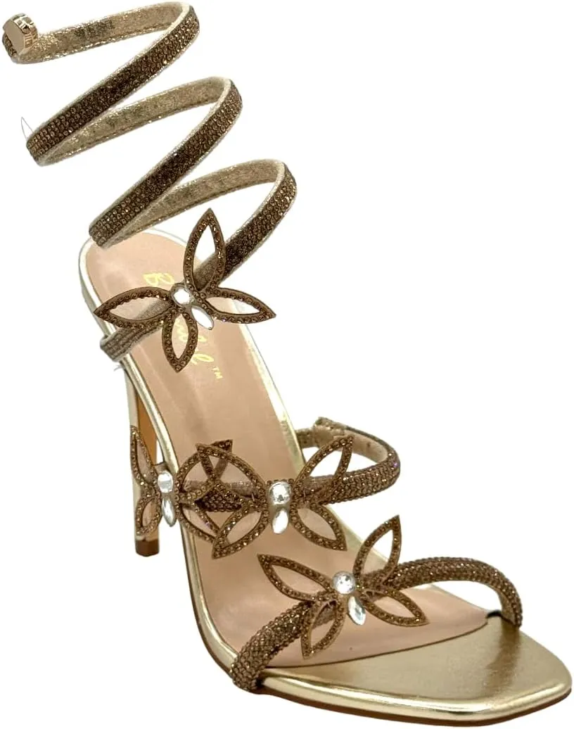 Bonnibel Women Butterfly Rhinestone Strappy High Heels Sandals Patricia-2