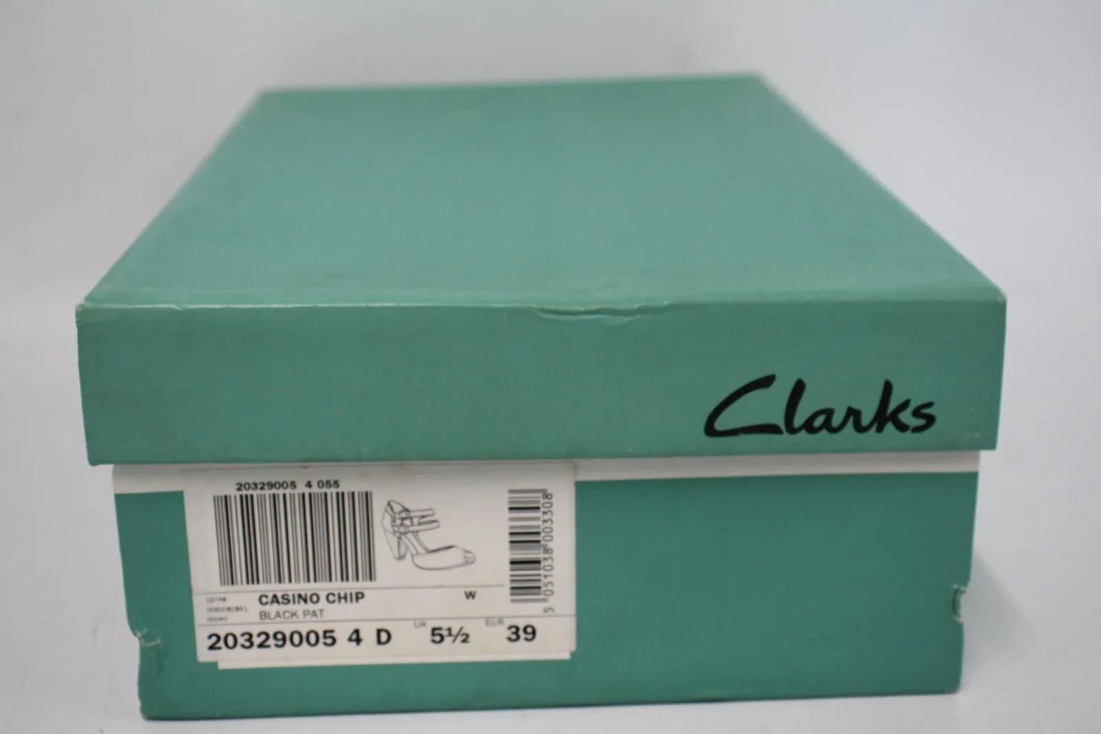 CLARKS Ladies Black Patent Leather Double Ankle Strap Heeled Sandals UK5.5