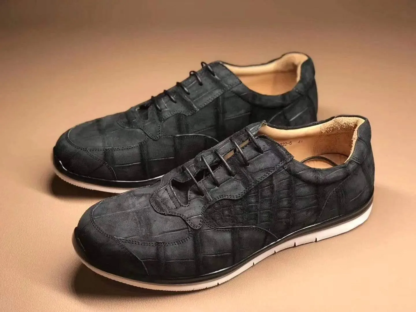 Crocodile Shoes Running Classic Genuine Crocodile Leather Sneakers Sport Shoes