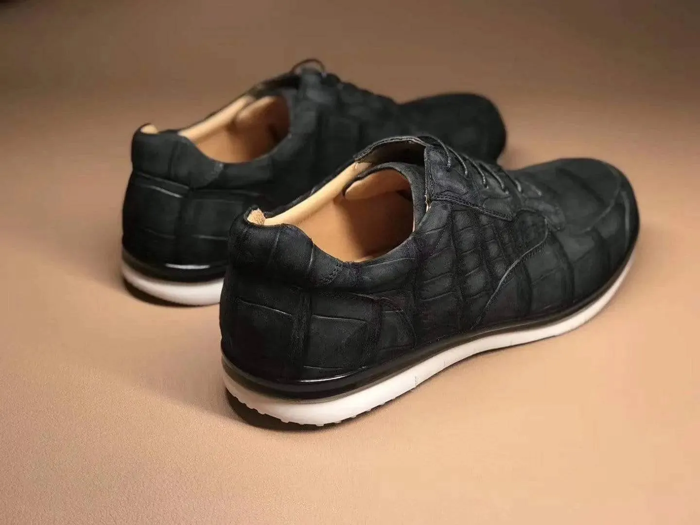 Crocodile Shoes Running Classic Genuine Crocodile Leather Sneakers Sport Shoes