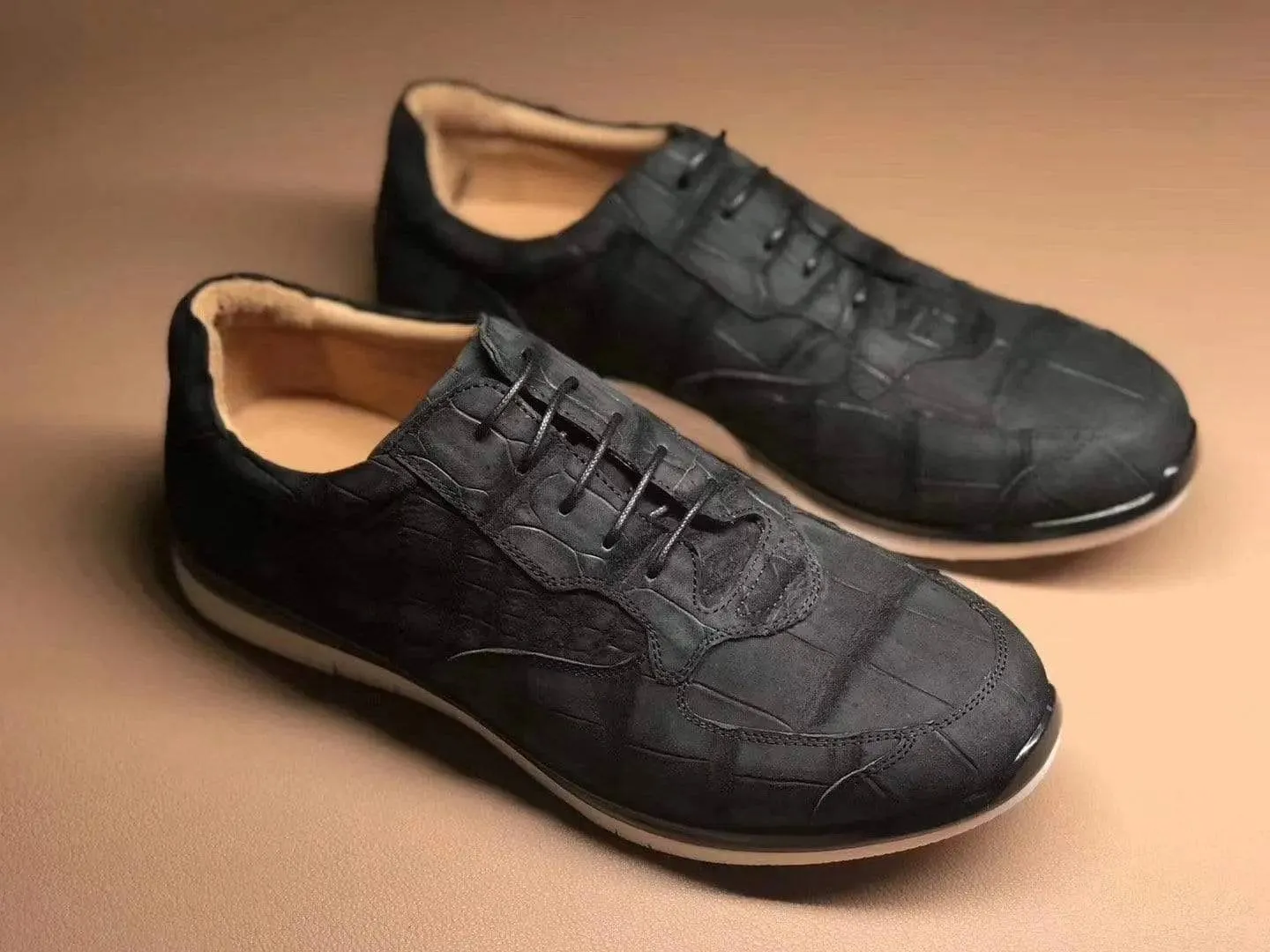Crocodile Shoes Running Classic Genuine Crocodile Leather Sneakers Sport Shoes