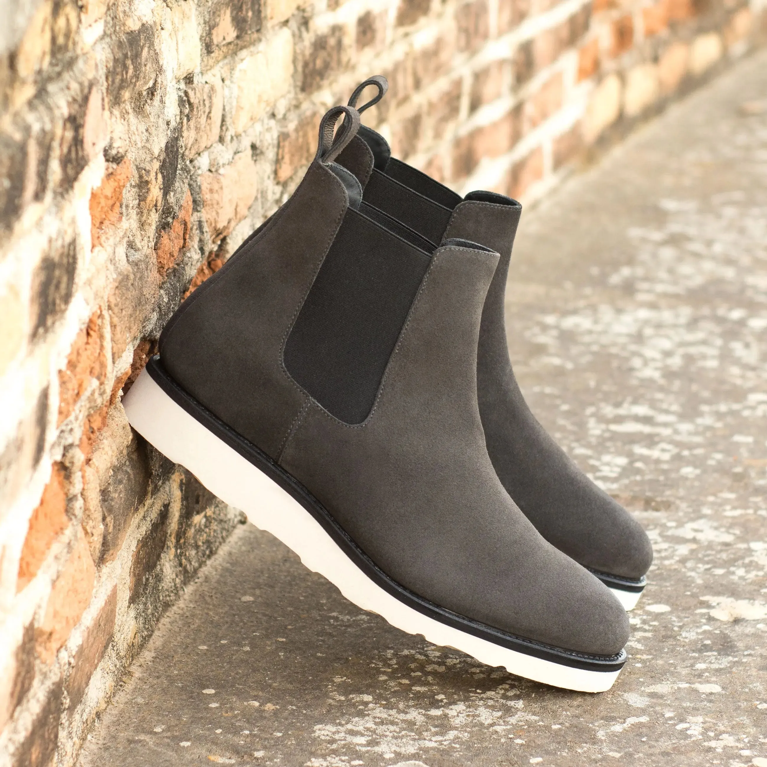 DapperFam Monza in Grey Men's Lux Suede Chelsea Boot