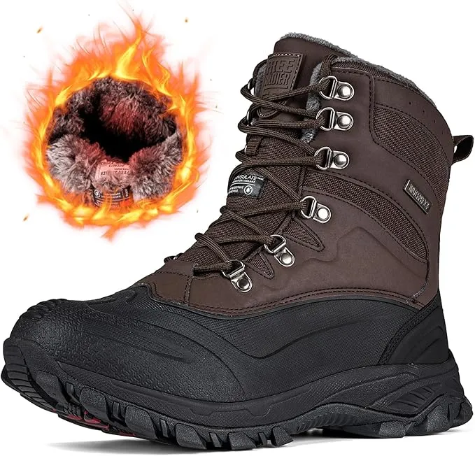 FREE SOLDIER Snow Boots Waterproof Lined Outdoor Warm Insulated Winter Ankle Boots 12