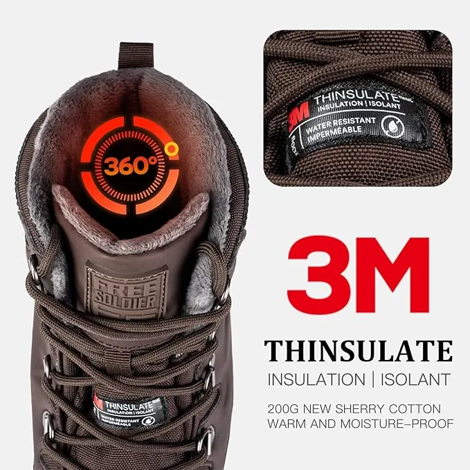 FREE SOLDIER Snow Boots Waterproof Lined Outdoor Warm Insulated Winter Ankle Boots 12