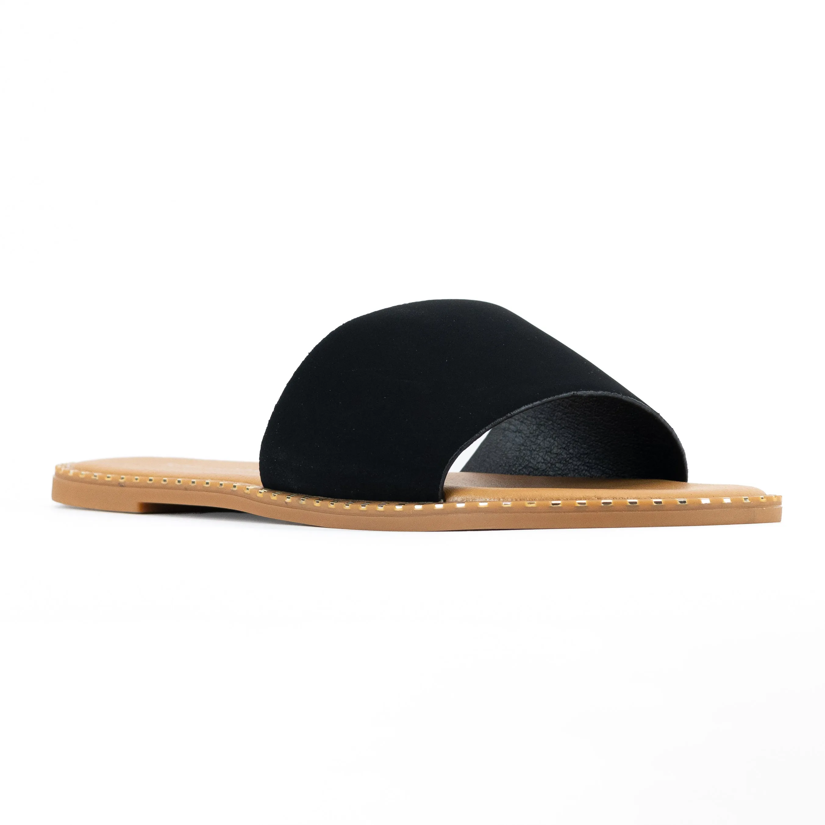 Gateth - Wide Fit Slide Sandals, Stud Detailing Around Sole, Edgy & Comfortable for Casual Summer Looks