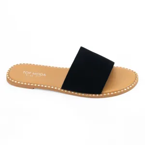 Gateth - Wide Fit Slide Sandals, Stud Detailing Around Sole, Edgy & Comfortable for Casual Summer Looks
