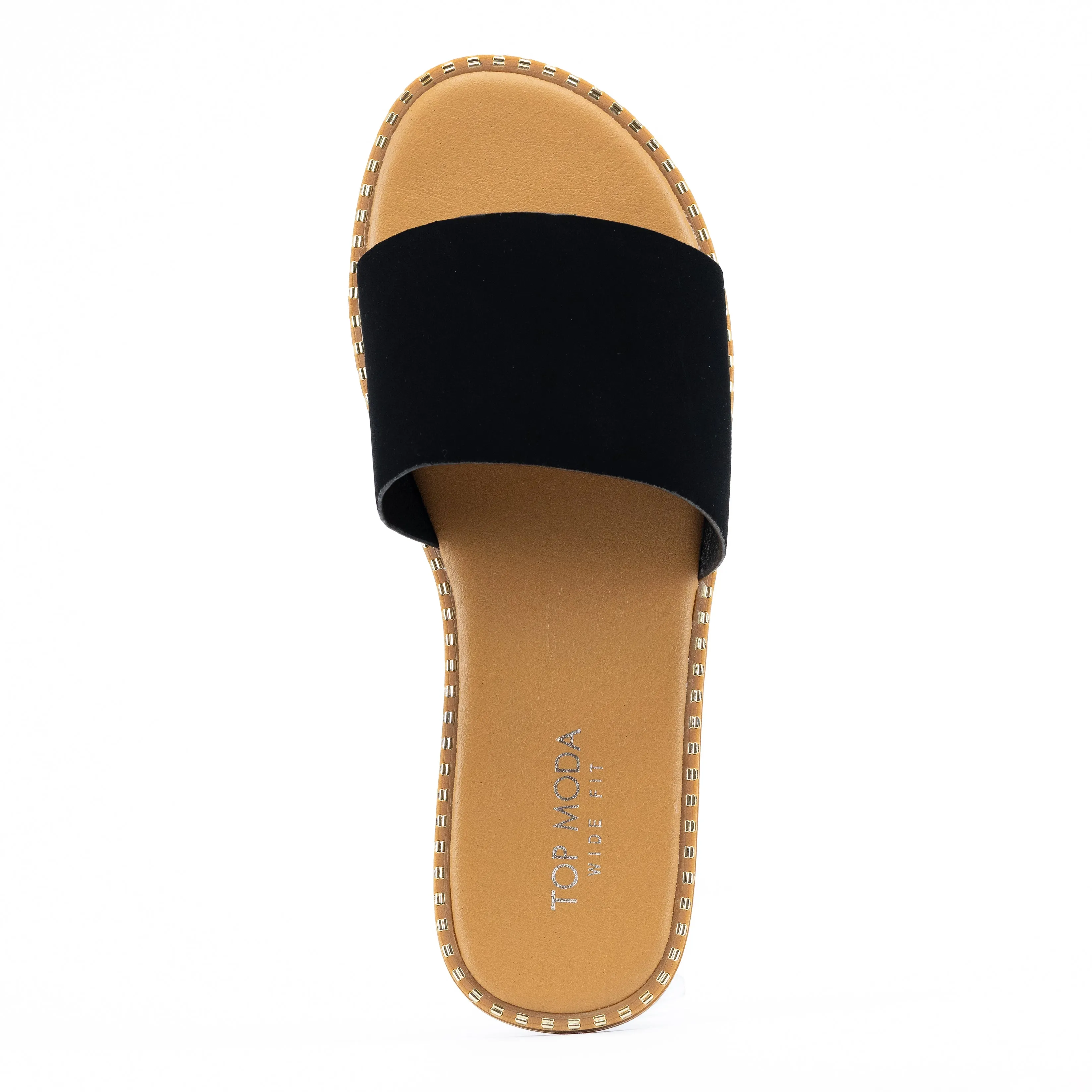 Gateth - Wide Fit Slide Sandals, Stud Detailing Around Sole, Edgy & Comfortable for Casual Summer Looks