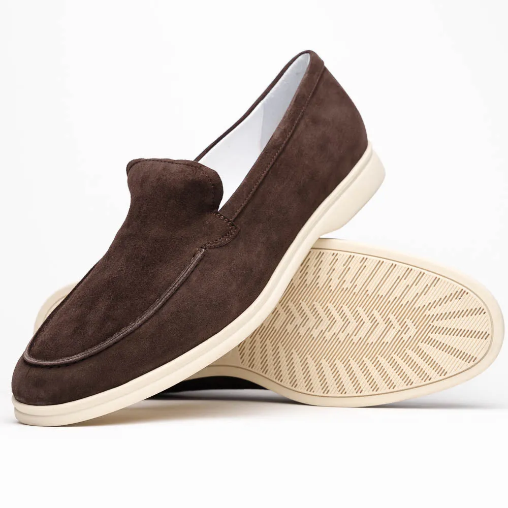 Livorno Sueded Italian Goatskin Loafer in Mocha (Size 10 1/2) by Zelli Italia