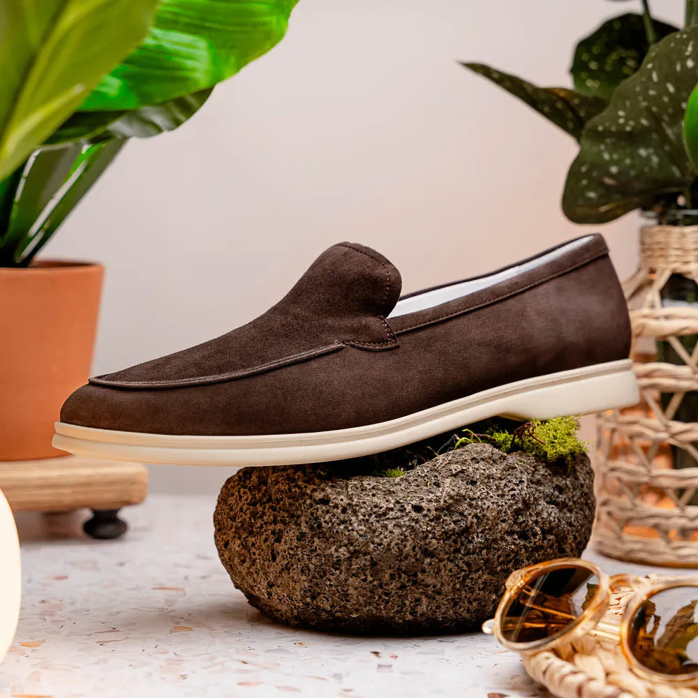 Livorno Sueded Italian Goatskin Loafer in Mocha (Size 10 1/2) by Zelli Italia