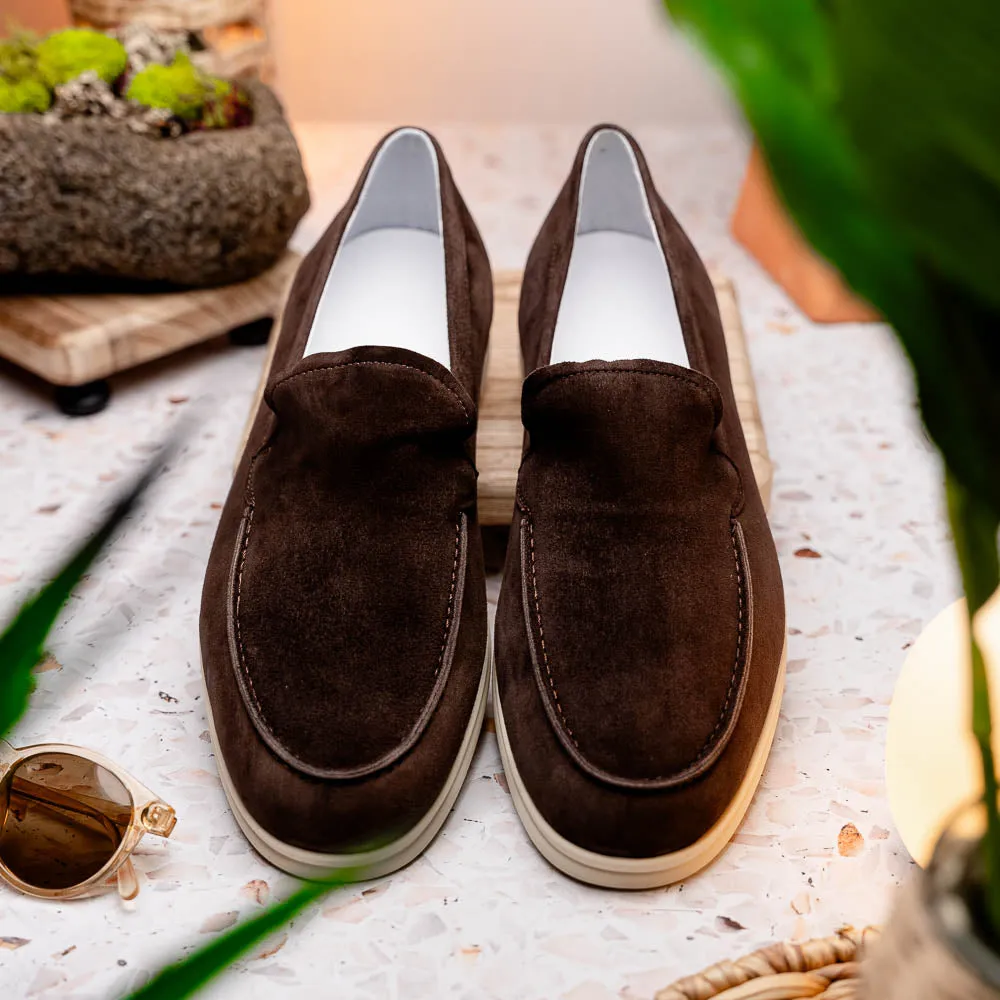 Livorno Sueded Italian Goatskin Loafer in Mocha (Size 10 1/2) by Zelli Italia