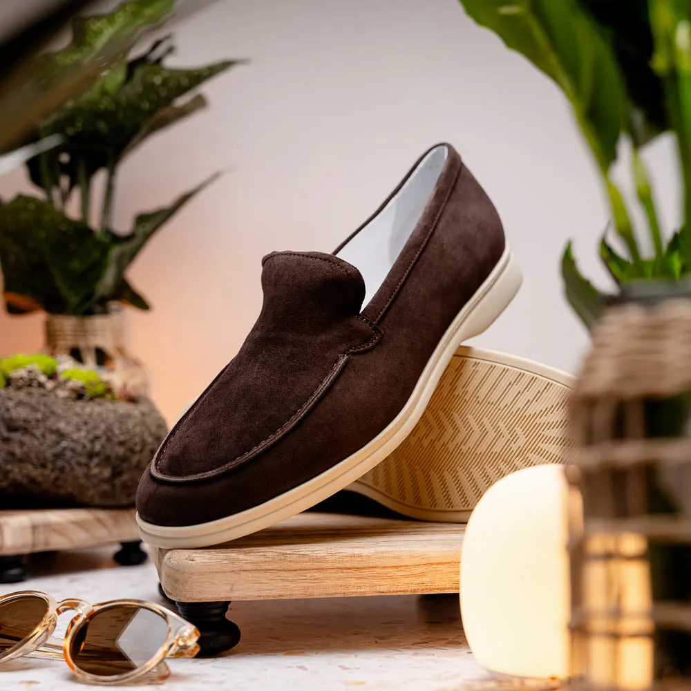 Livorno Sueded Italian Goatskin Loafer in Mocha (Size 10 1/2) by Zelli Italia