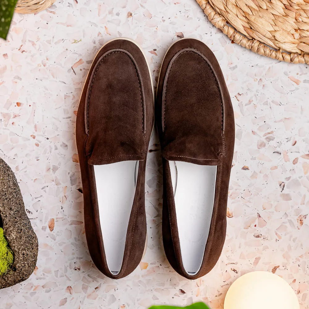 Livorno Sueded Italian Goatskin Loafer in Mocha (Size 10 1/2) by Zelli Italia