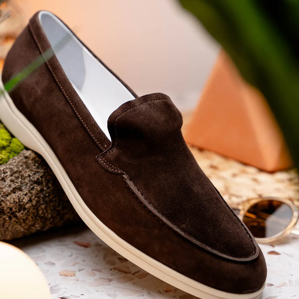 Livorno Sueded Italian Goatskin Loafer in Mocha (Size 10 1/2) by Zelli Italia
