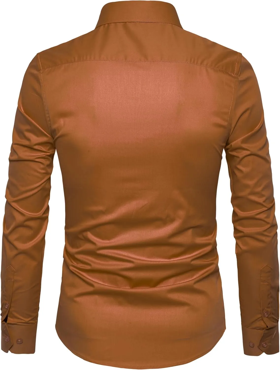 Manwan walk Men's Slim Fit Business Casual Cotton Long Sleeves Solid Button Down Dress Shirts