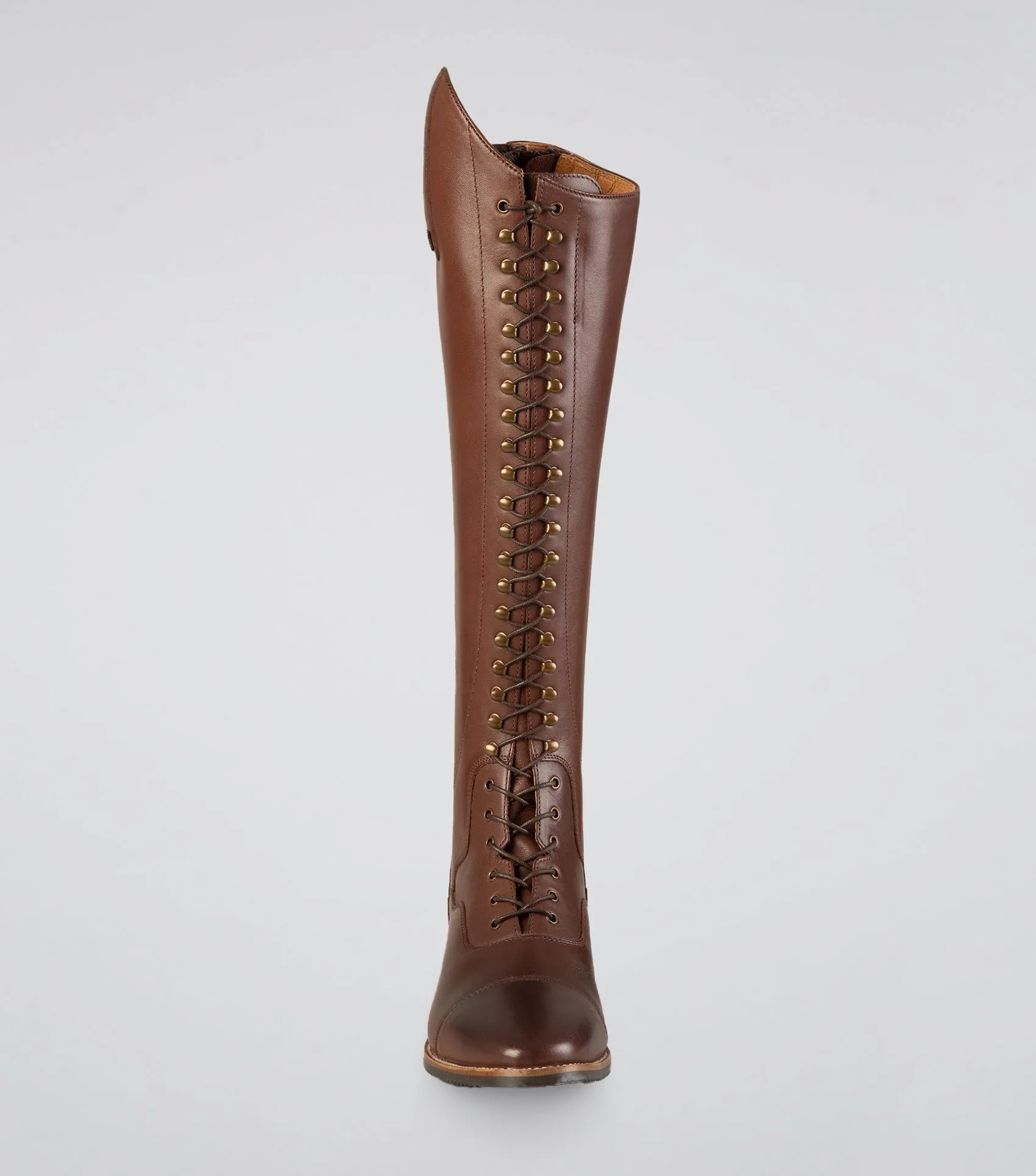 Maurizia Ladies Lace Front Tall Leather Riding Boot Brown (Wide Calf)