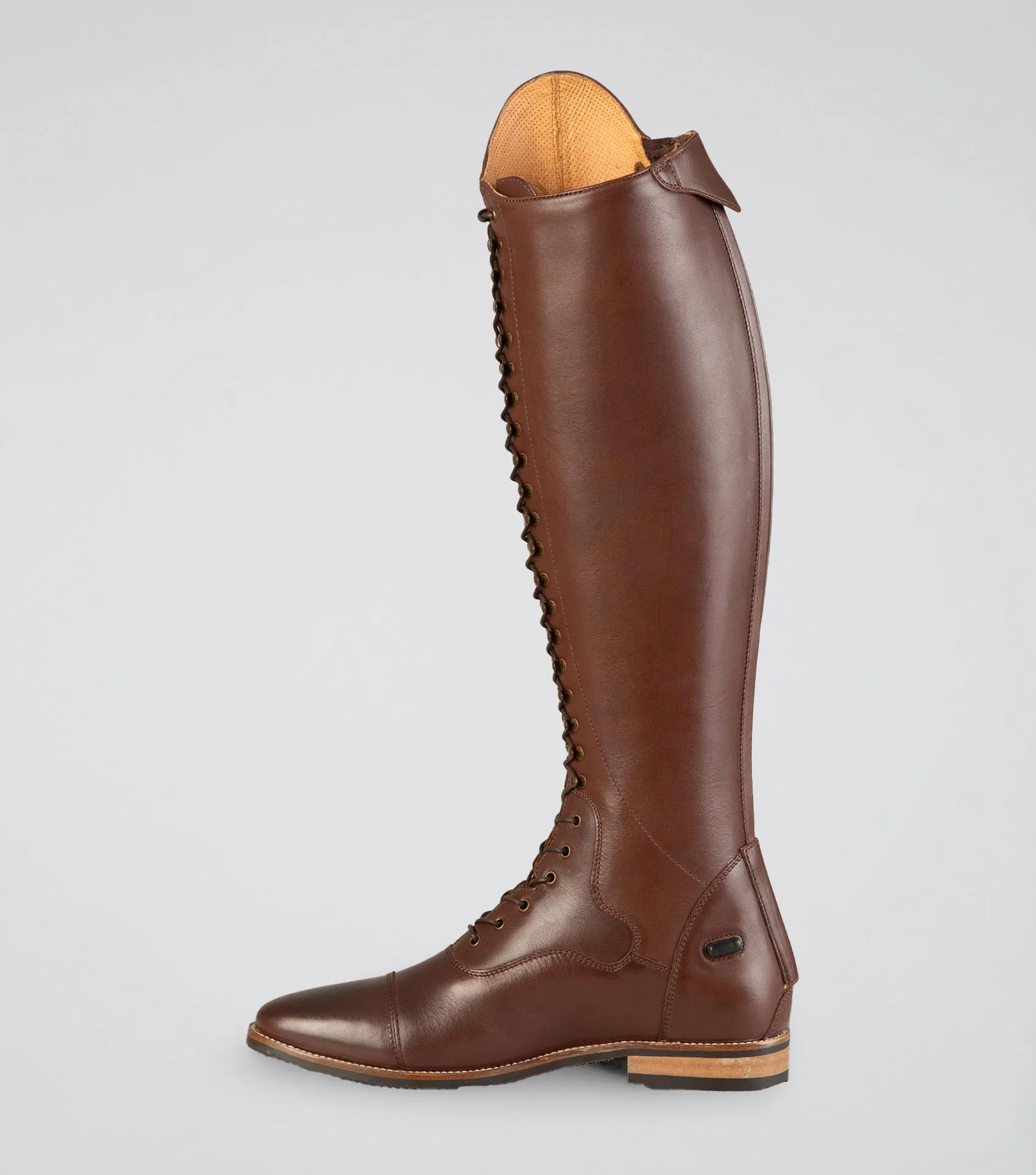 Maurizia Ladies Lace Front Tall Leather Riding Boot Brown (Wide Calf)