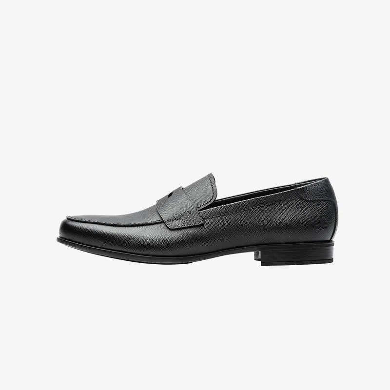 Men Penny Black Flats Calf Loafers