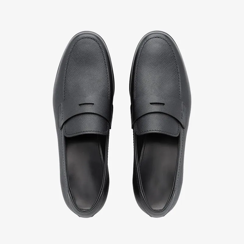 Men Penny Black Flats Calf Loafers