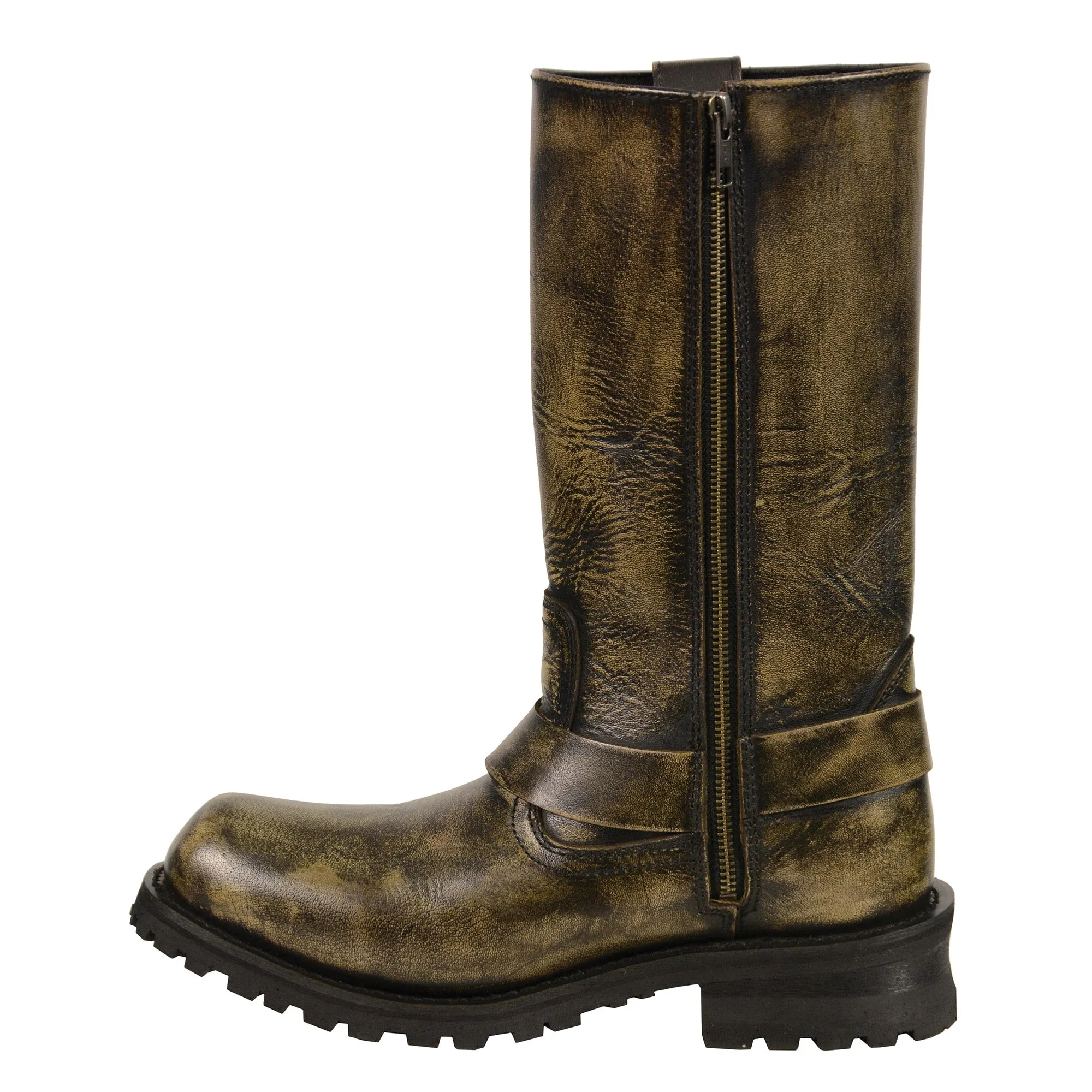 Men’s Distressed Brown 11″Inch Classic Harness Square Toe Boot