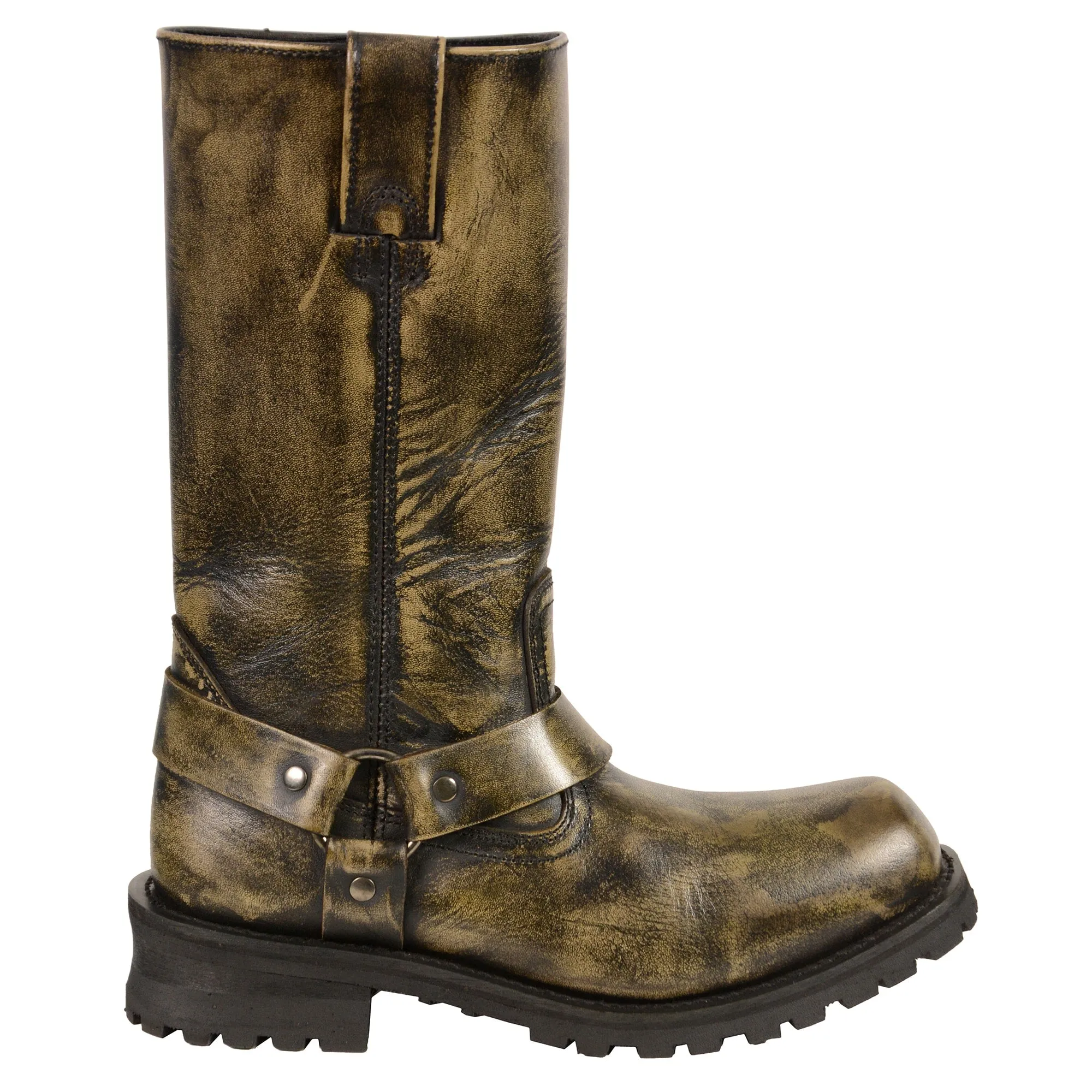 Men’s Distressed Brown 11″Inch Classic Harness Square Toe Boot