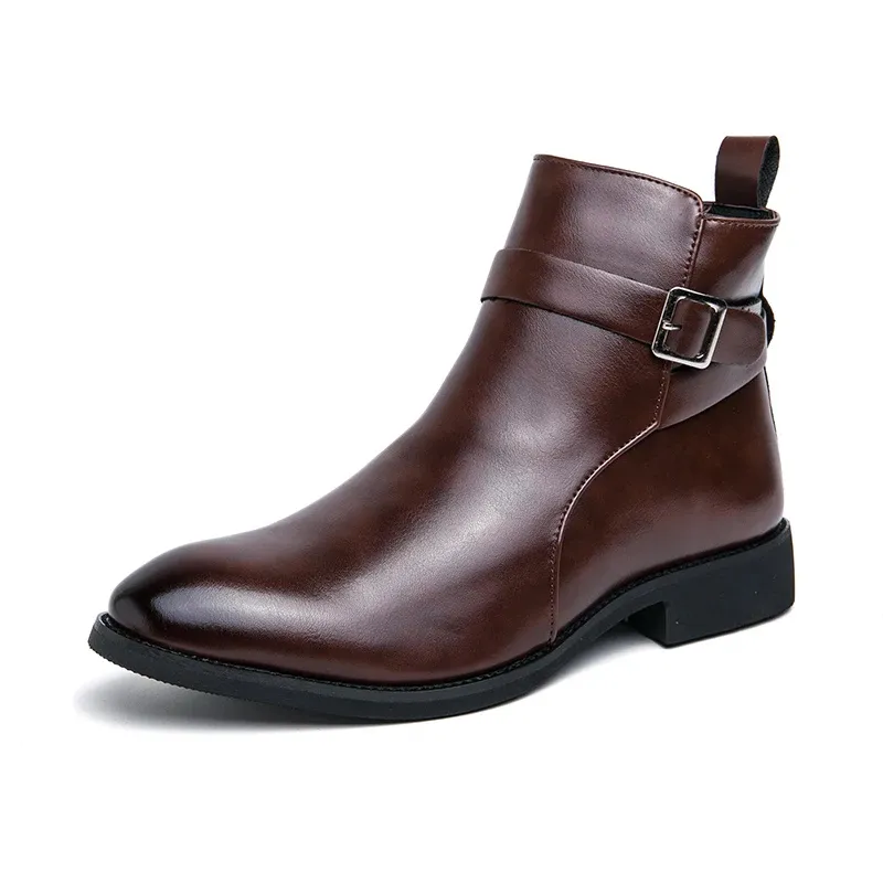 Men's Elegant Chelsea Boots with Buckle and Zipper | Ideal for All-Seasons