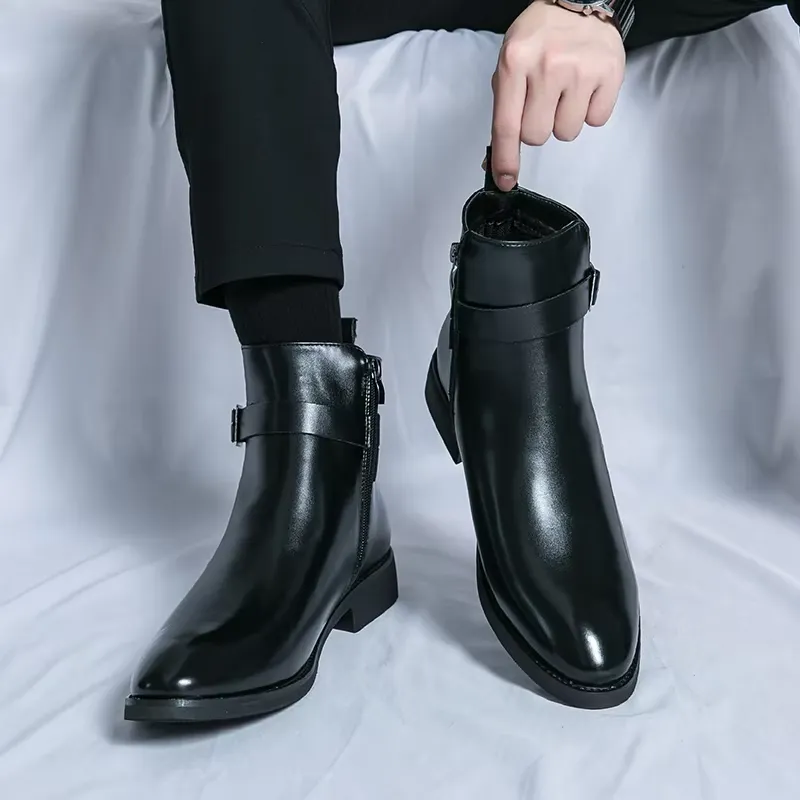 Men's Elegant Chelsea Boots with Buckle and Zipper | Ideal for All-Seasons