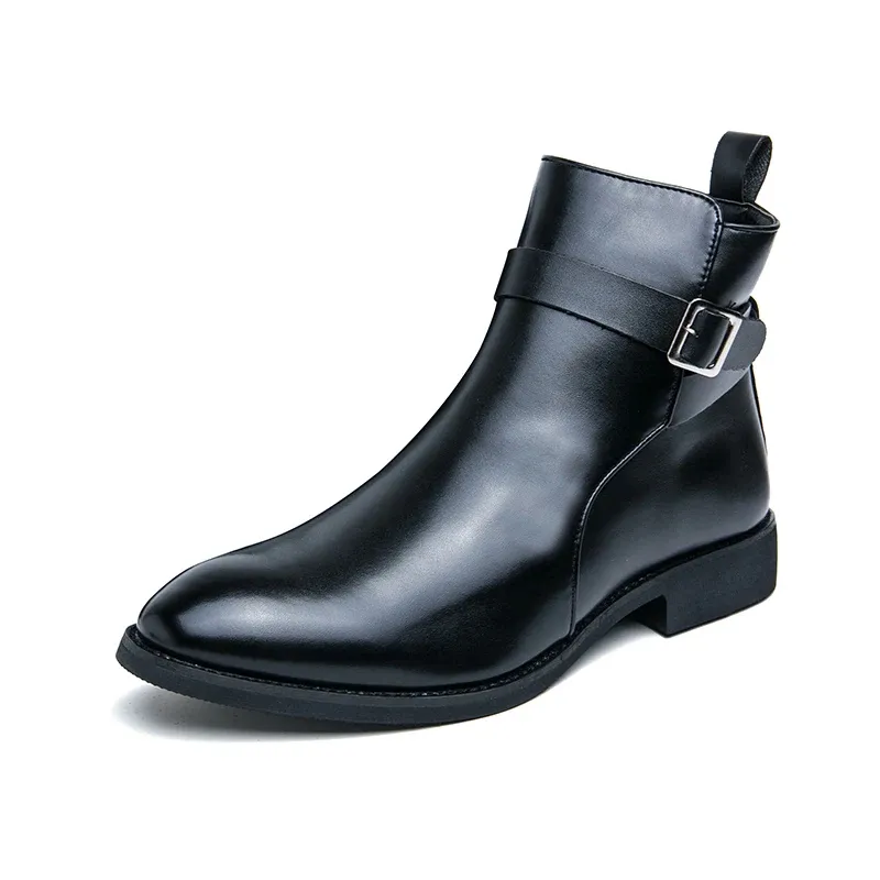 Men's Elegant Chelsea Boots with Buckle and Zipper | Ideal for All-Seasons