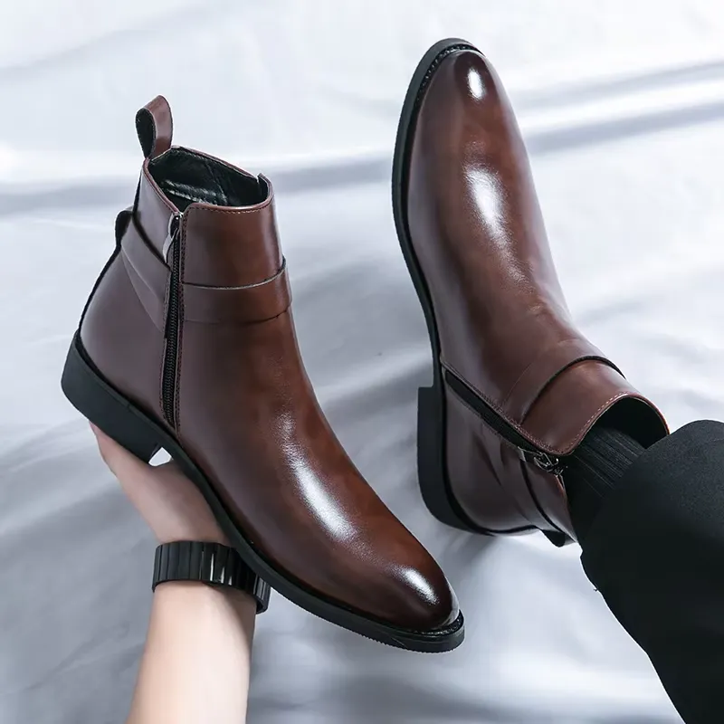 Men's Elegant Chelsea Boots with Buckle and Zipper | Ideal for All-Seasons