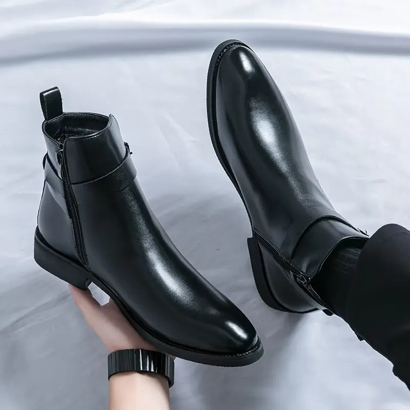 Men's Elegant Chelsea Boots with Buckle and Zipper | Ideal for All-Seasons