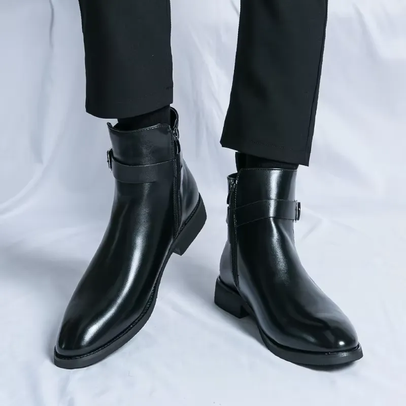 Men's Elegant Chelsea Boots with Buckle and Zipper | Ideal for All-Seasons