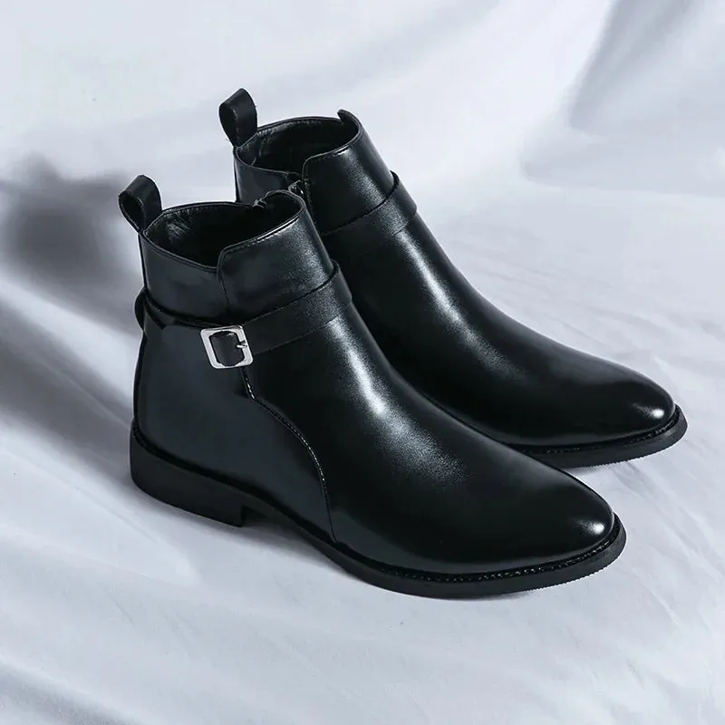 Men's Luxury Leather Oxford Dress Boots - Formal Chelsea Business Ankle Shoes, Size 38-47
