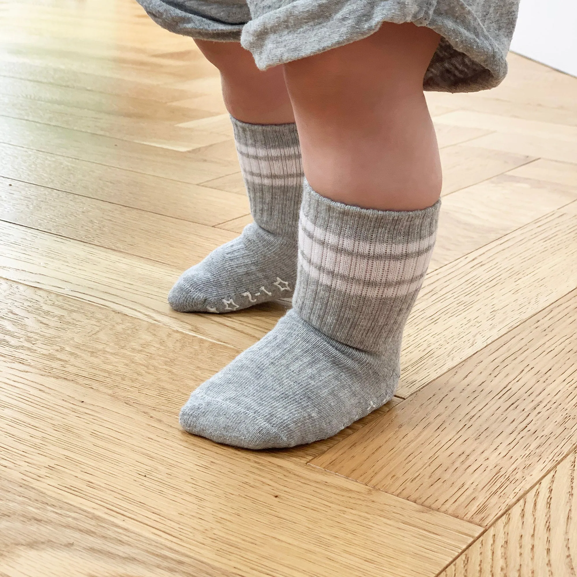 Non-Slip Stay-on Baby & Toddler Organic Quarter Crew Sporty Socks - 5 Pack - Blues