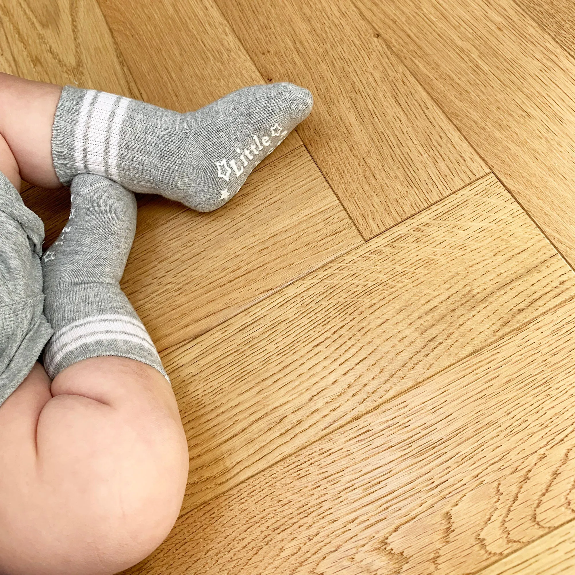 Non-Slip Stay-on Baby & Toddler Organic Quarter Crew Sporty Socks - 5 Pack - Blues