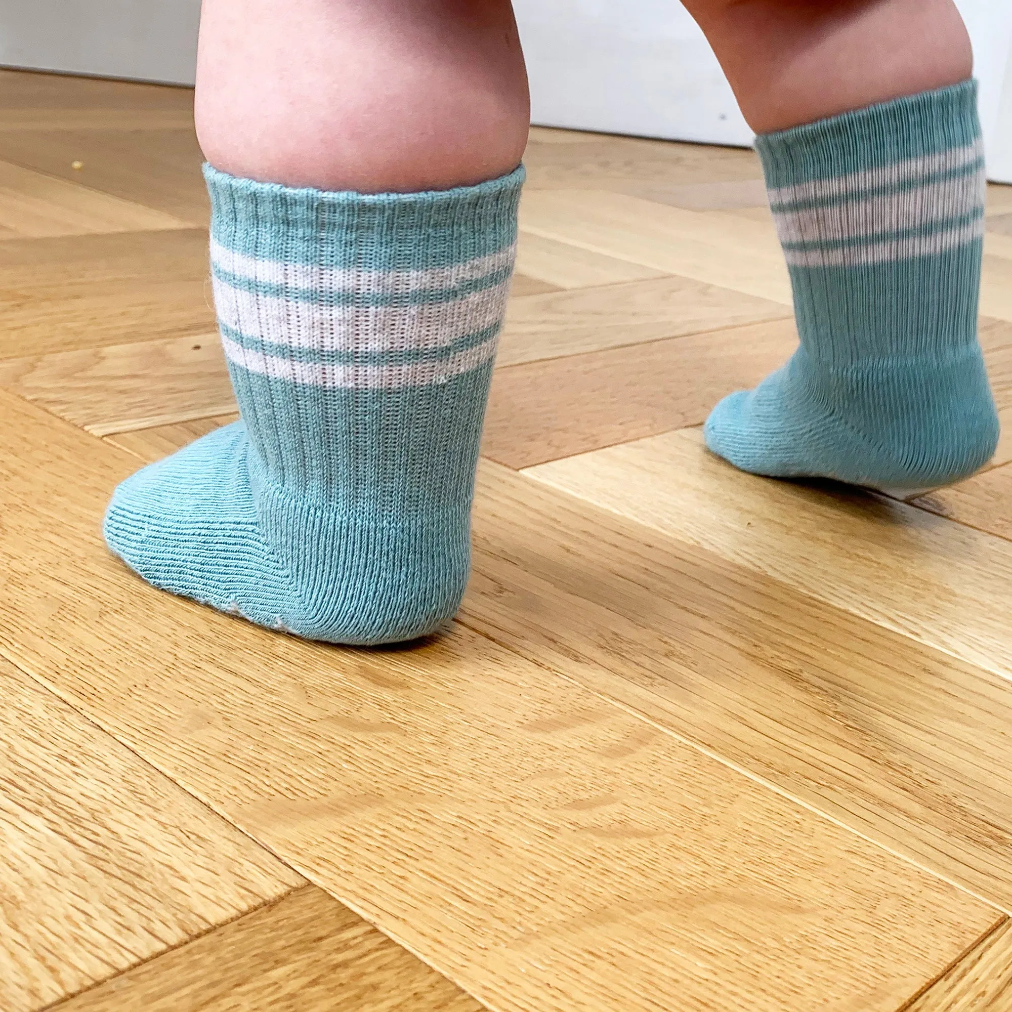 Non-Slip Stay-on Baby & Toddler Organic Quarter Crew Sporty Socks - 5 Pack - Blues